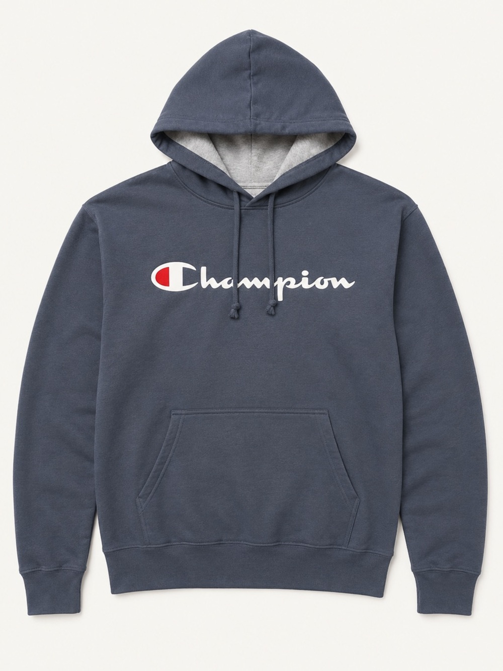 Champion Powerblend Script Logo Hoodie Navy Blue Medium
